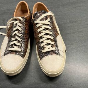 Dries Van Noten brown snake skin and suede sneakers
